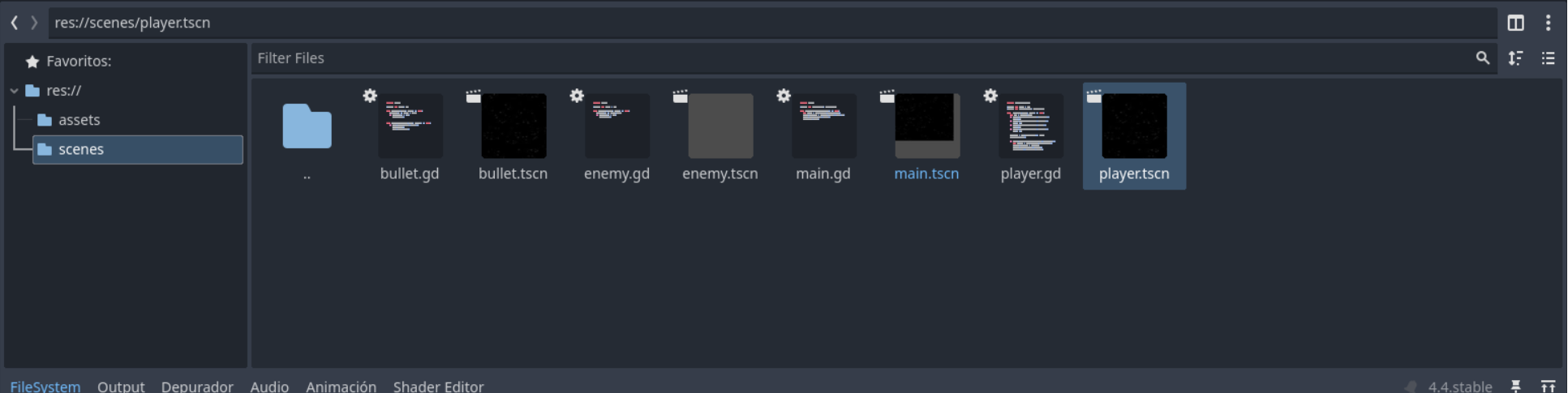 Imagen del panel de recursos